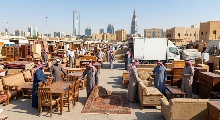 فريق متخصص يقوم بتقييم ونقل الأثاث ضمن خدمات شراء الاثاث المستعمل حي غرناطة بالرياض