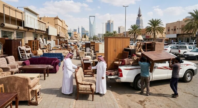 فريق متخصص يقوم بتقييم ونقل الأثاث ضمن خدمات شراء الاثاث المستعمل حي النهضة بالرياض
