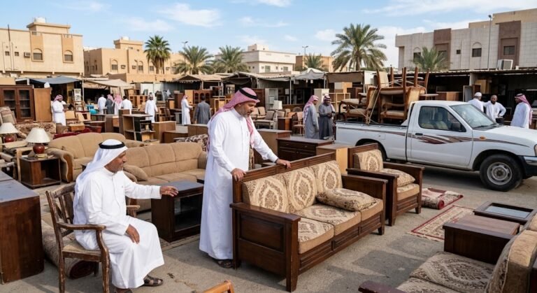فريق متخصص يقوم بتقييم وشراء الأثاث المستعمل ضمن خدمات شراء الاثاث المستعمل حي الخليج بالرياض